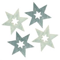 Træstjerner 4cm grå med glitter 72stk