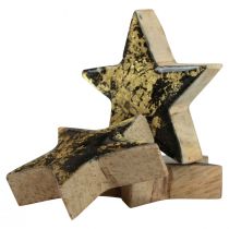 Artikel Træstjerner jule sort guld glans Ø5cm 8 stk