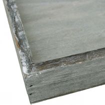 Artikel Bakke træ firkantet grå, hvidvasket dekorativ bakke 19×19 cm 2 stk.