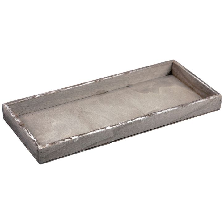 Træbakke vintage firkantet dekorativ bakke trægrå 35×15×3cm