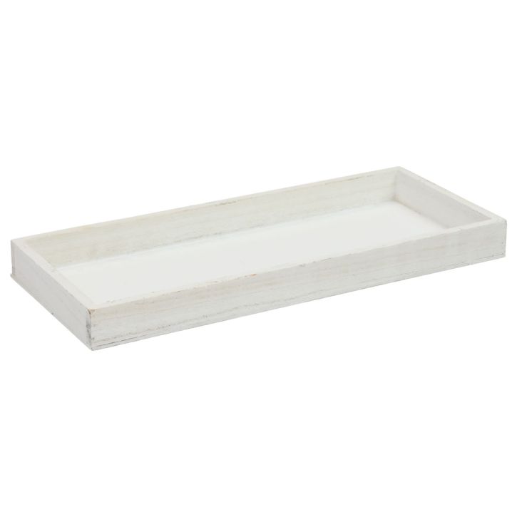 Træbakke hvid dekorativ bakke shabby chic træ 35×15×3cm
