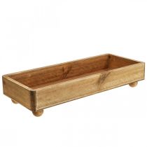 Træbakke Rektangulær dekorativ bakke med fødder 34×14×7cm