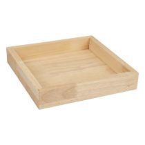 Træbakke dekorativ bakke træ firkantet natur 25×25×3,5cm