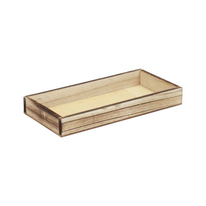 Træbakke flammet dekorativ bakke borddekoration rustik 20×10×3cm