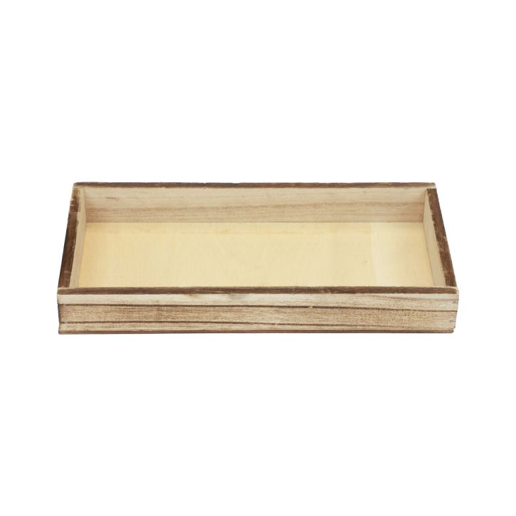 Træbakke flammet dekorativ bakke borddekoration rustik 20×10×3cm