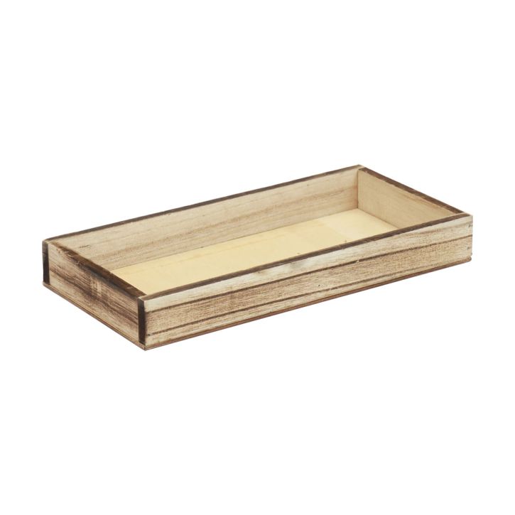 Træbakke flammet dekorativ bakke borddekoration rustik 24×12×3cm