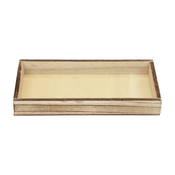 Træbakke flammet dekorativ bakke borddekoration rustik 24×12×3cm