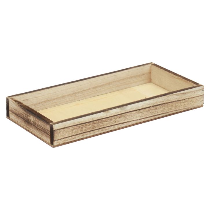 Træbakke flammet dekorativ bakke borddekoration rustik 30×15×3cm