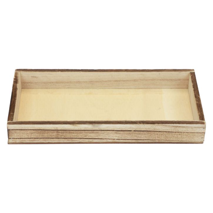Træbakke flammet dekorativ bakke borddekoration rustik 30×15×3cm