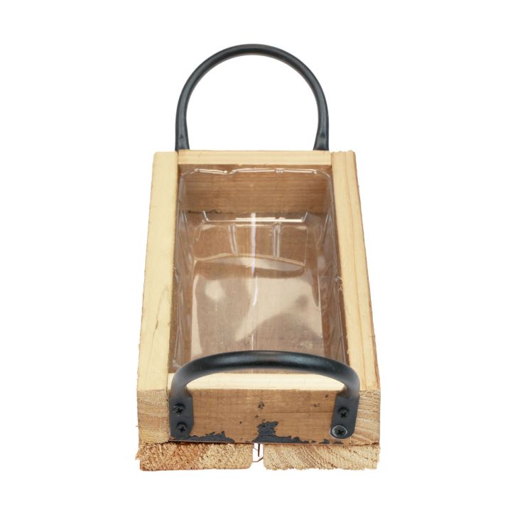 Træbakke med håndtag dekorativ bakke natursort 25×12,5×5cm
