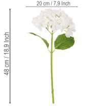 Artikel Kunstig hortensiablomst med lang stilk til dekoration, 48 cm