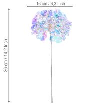 Artikel Kunstig hortensiablomstrende gren i iriserende farver 36 cm 2 stk.
