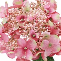 Artikel Hortensia kunstig pink og grøn haveblomst med knopper 52cm