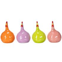 Artikel Keramik kyllingefigur til farverig påskedekoration i stuen og på borde, 10,5 cm, 4 stk.