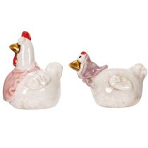 Artikel Keramik kyllingefigurer til stuen, sød påskeborddekoration til hjemmet, 11 cm, 2 stk.