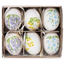 Artikel Påskeæg med fine blomstermotiver til festlig påskedekoration i stuen, 6 cm, 6 stk.