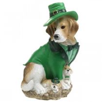 Beagle i hat St. Patrick&#39;s Day Hund i jakkesæt Havedekor Hund H24,5 cm