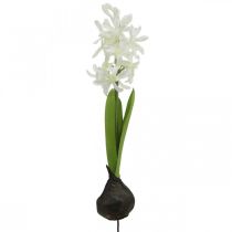 Kunstig hyacint med løg kunstig blomst hvid til stick 29cm