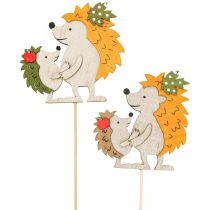 Artikel Blomsterprop pindsvin med barn efterårsdekoration træ 8,5cm 8 stk
