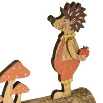 Artikel Pindsvin med svampe efterårsfigur træpindsvin gul/orange H11cm sæt med 6