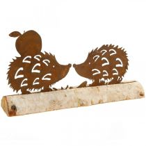 Rust pindsvin deco birkebark metal efterårsdekoration 20×4cm H10,5cm