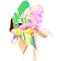 Artikel Iriserende pinwheel blomst med blad vindmølle Ø17,5cm 2stk