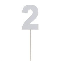 Jubilæumsnummer &quot;2&quot; på pinden hvid L27cm 10stk