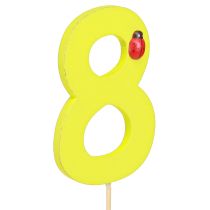 Artikel Jubilæumsnummer &quot;8&quot; farverigt talstik træ 7,5cm 16 stk