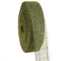 Artikel Jute bånd gitter bånd pyntebånd i grøn oliven 5cm 40m