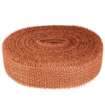 Artikel Jutebånd, rød-orange, netbånd, jute, økologisk, terrakotta, 5 cm bredt, 40 m langt