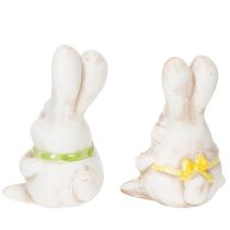 Artikel Påskeharefigurer, håndmalede keramiske dekorationer, sjovt design til påskedekoration, 11 cm, 4 stk.