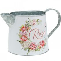 Metalkande, plantekasse, metalkasse med rosenmotiv H12cm Ø10,5c