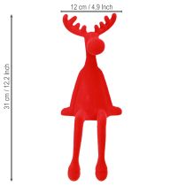 Artikel Edge Taburet Elg Julepynt Flocket 31cm Rød 3 stk