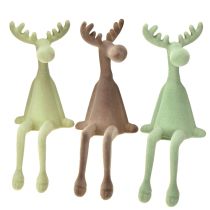 Artikel Kantskammel elgdekoration flocket grøn brun mint 31 cm 3 stk.