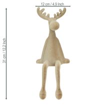 Artikel Elg-sitter med flokket kant, brun, 31 cm, 3 stk.