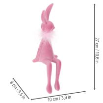 Artikel Påskeharefigur med fjerboa, hyldesiddende, dekorativ påskefigur, 27 cm, 2 stk.