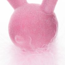Artikel Påskeharefigur med fjerboa, hyldesiddende, dekorativ påskefigur, 27 cm, 2 stk.
