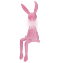Artikel Påskeharefigur med fjerboa, hyldesiddende, dekorativ påskefigur, 27 cm, 2 stk.