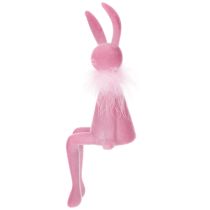 Artikel Påskeharefigur med fjerboa, hyldesiddende, dekorativ påskefigur, 27 cm, 2 stk.