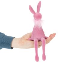 Artikel Påskeharefigur med fjerboa, hyldesiddende, dekorativ påskefigur, 27 cm, 2 stk.
