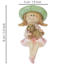 Artikel Hyldeholder Smilende pige med hund Ø4,5 cm H9,5 cm