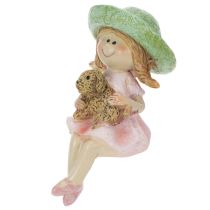 Artikel Hyldeholder Smilende pige med hund Ø4,5 cm H9,5 cm