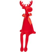 Artikel Dekorativ elgfigur med sløjfe, siddende, flokformet hyldeholder, 54 cm