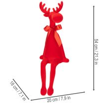Artikel Dekorativ elgfigur med sløjfe, siddende, flokformet hyldeholder, 54 cm