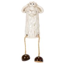 Artikel Keramikfigur af får, siddende får, til påske og dekoration året rundt, 18 cm, 3 stk.