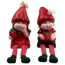 Artikel Kant skammel jordbær børn dekorative figurer H11,5-13cm 2stk