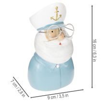 Artikel Kaptajnfigur, maritim dekoration med briller og hat, 16 cm