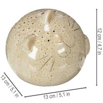 Artikel Dekorativ figur af keramisk kat, rundt design til stue eller soveværelse, 13 cm, 2 stk.