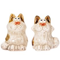 Artikel Keramiske kattefigurer, sjove dyrefigurer til stuedekoration, 8 cm, 4 stk.