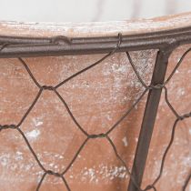 Artikel Keramik urtepottekurv med håndtag, metal, brun, Ø18 cm